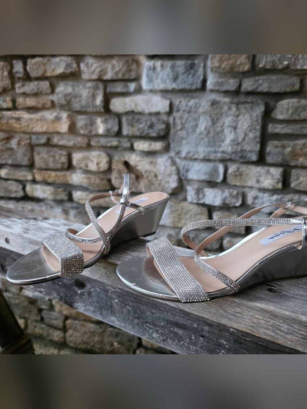 Nina Nixon Wedge Sandal Sparkle NWT
